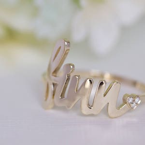 Personalized Gold Ring, Gold Name Ring, Diamond Name Ring, Personalized Name Ring, Custom Name Ring, Monogram Ring Gold, Name Ring, 14K name image 7