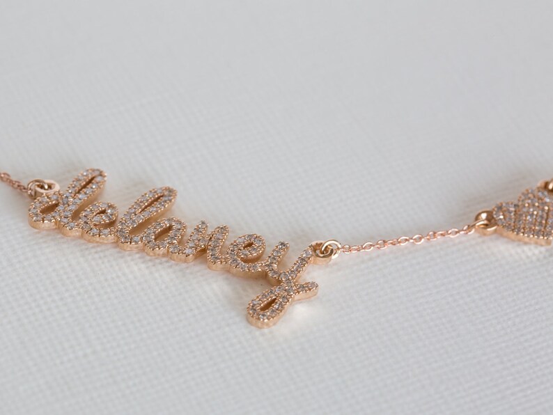 Custom Diamond Necklace 14K Names Necklace Diamond Name Etsy