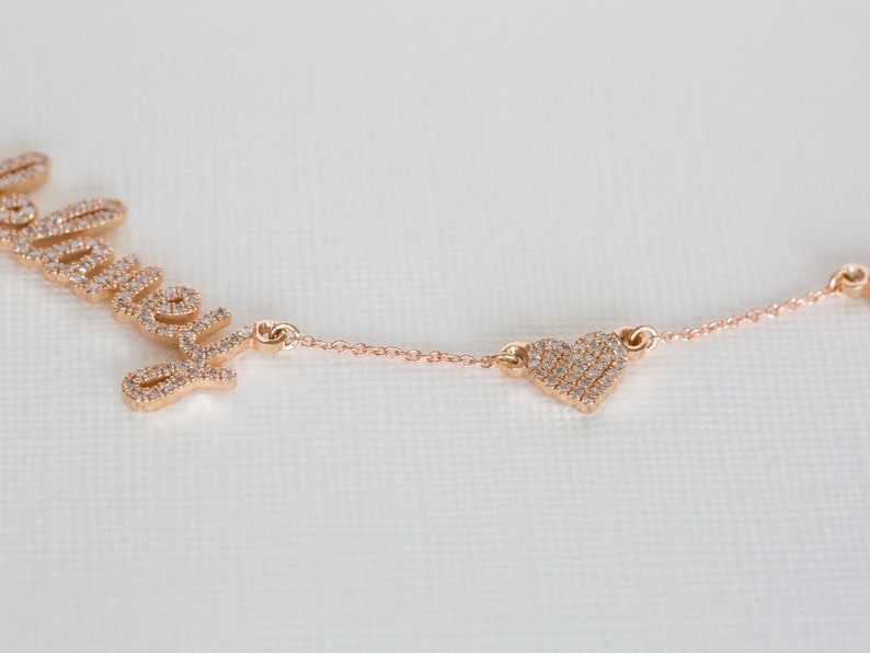 Custom Diamond Necklace 14K Names Necklace Diamond Name Etsy