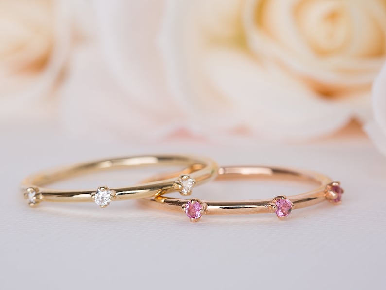 Dainty Wedding Ring Dainty Diamond Ring Dainty Wedding Band Etsy