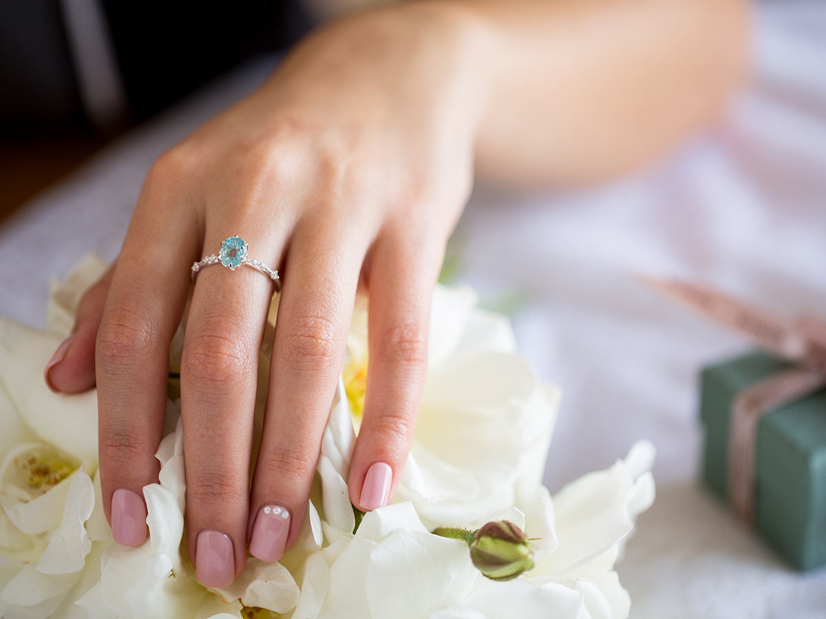 Aquamarine Engagement Ring Aquamarine Diamond Ring | Etsy