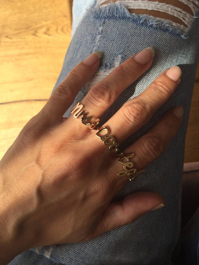 Gold Name Ring, Personalized Name Ring, Personalized Ring, Custom Name Ring, 14k Solid Gold Ring, Name Ring, Stackable Name Ring, 14K Name image 8