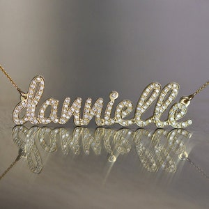 Diamond Name Necklace, Name Necklace, Personalized Name Necklace, Solid Gold Name Necklace, Custom Name Necklace, Diamond Name, 18K name image 7