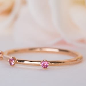 Pink Wedding Band, Pink Sapphire Ring, Pink Sapphire 14K Ring, Alternative Wedding Ring, Pink Sapphire Band, Alternative Wedding Band, 18K image 2