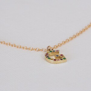 Bedelketting van 14 karaats goud, 14 karaats ketting met initialen, bedelketting met initialen, gepersonaliseerde 14 karaats ketting, 14 karaats letterketting, massief gouden bedelketting afbeelding 5