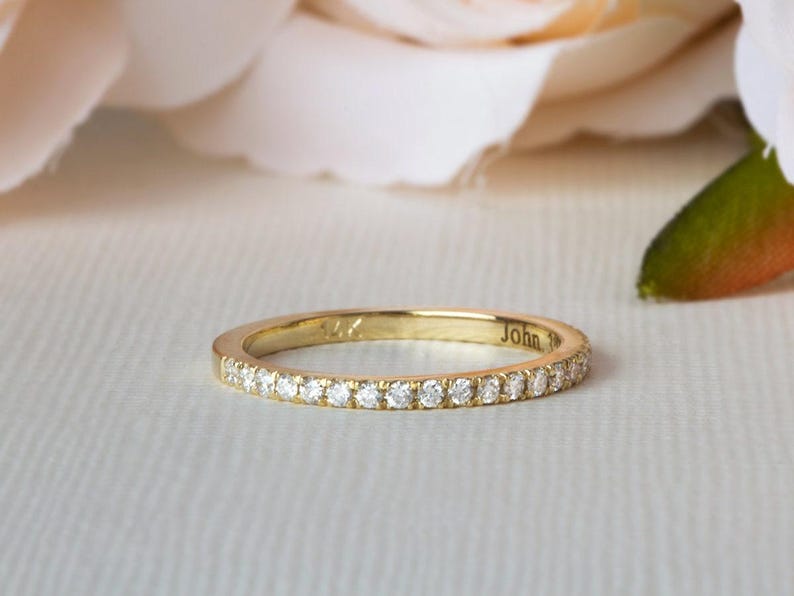 Wedding Bands Set, His & Hers Wedding Bands, Wedding Bands Set Yellow Gold, 18K Wedding Band Set, Wedding Ring Set His and Her image 10