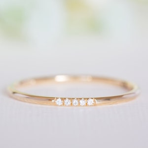 5 Diamond Ring, Thin Wedding Ring, Delicate Wedding Ring, Minimalist Diamond Ring, Dainty Diamond Ring, Thin Diamond Ring, Delicate Diamond image 1