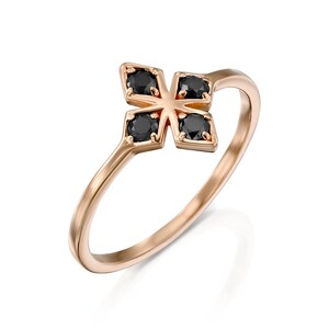 Black Diamond Ring, 14K Black Ring, Black Anniversary Ring, Unique Diamond Ring, Solid Gold Black Diamonds Ring image 10