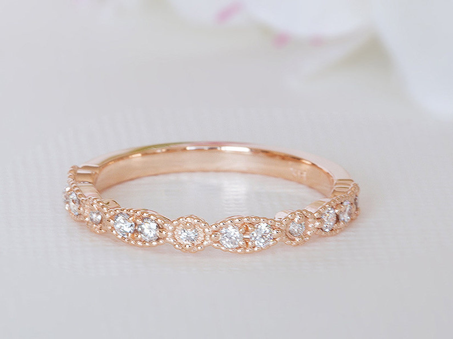 Art Deco Wedding Ring Rose Gold Art Deco Wedding Band Art - Etsy