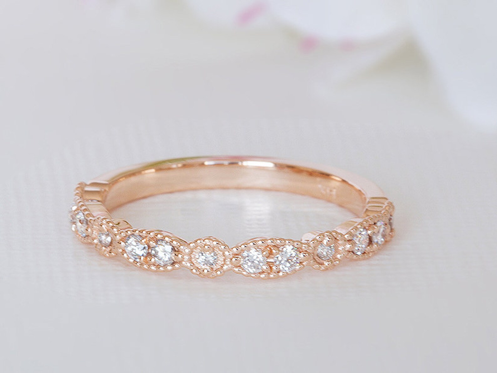 Art Deco Wedding Ring Rose Gold, Art Deco Wedding Band, Art Deco ...