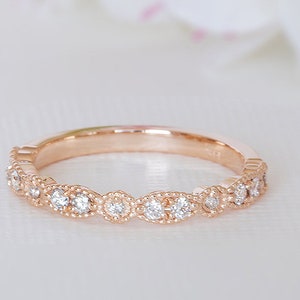 Art Deco Wedding Ring Rose Gold, Art Deco Wedding Band, Art Deco Eternity Ring, Art Deco Eternity Band, Vintage Inspired, 14K, 18K