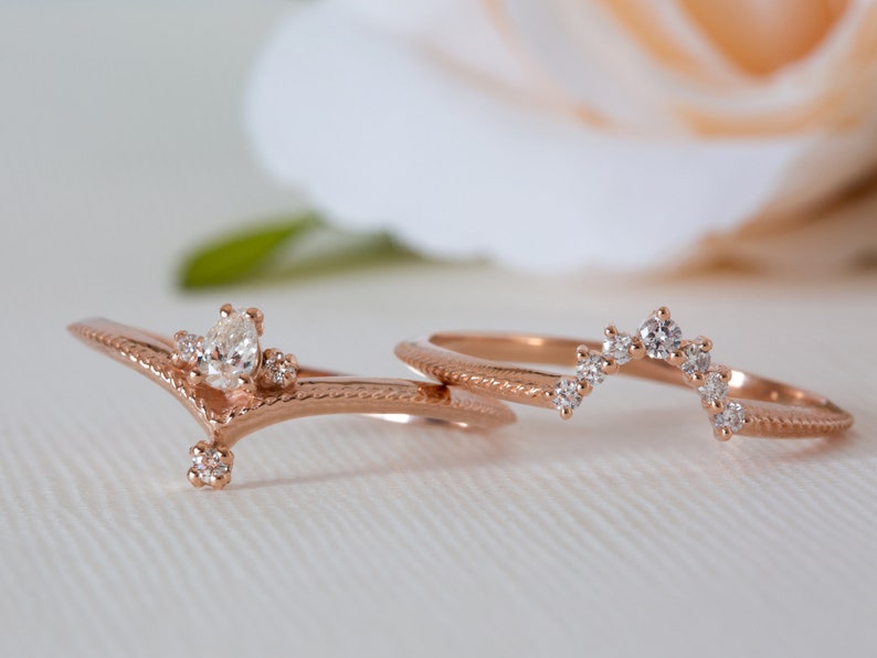 Unique Diamond Ring, Pear Diamond Ring, Antique Engagement Ring, Alternative Engagement Ring, Filigree Engagement Ring, Edwardian Ring, 18K image 10