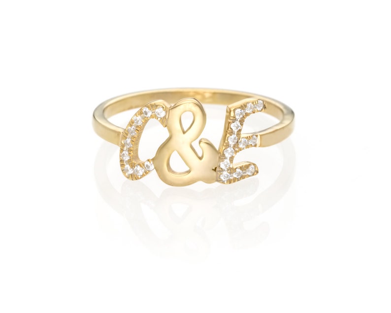 Gold Initial Ring, Personalized Diamond Ring, Customized Gold Ring, Stackable Initial Ring, Personalized Gold Ring, 14K Initial Ring, 18K image 5