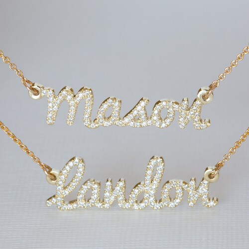 Name Necklace Diamond Name Necklace 14K 
