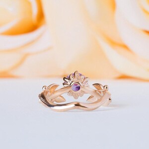 Amethyst Promise Ring, Amethyst Vintage Ring, Purple Wedding Ring, Amethyst Engagement Ring, Purple Promise Ring, Flower Amethyst Ring image 6