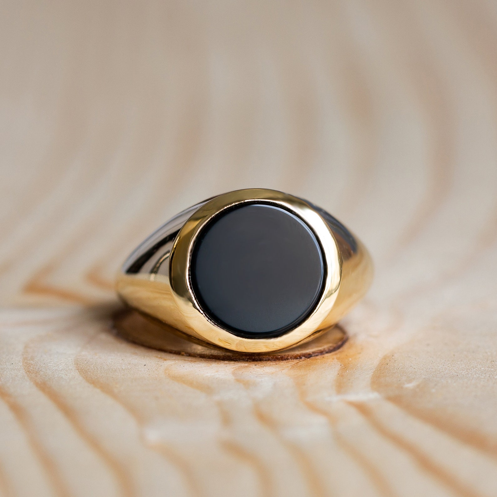 Black Ring 14K Ring Classic Men Ring Solid Etsy