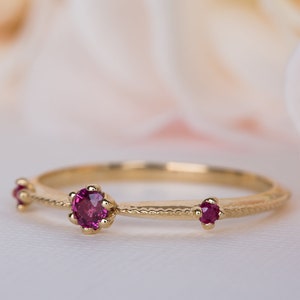 Ruby Gold Ring, Ruby Wedding Ring, Ruby Engagement Ring, Ruby Vintage Ring, Ruby 14K Ring, Ruby Wedding Band, 18K Ruby Ring, Floral Ring image 2