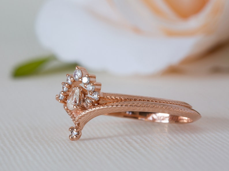 Unique Diamond Ring, Pear Diamond Ring, Antique Engagement Ring, Alternative Engagement Ring, Filigree Engagement Ring, Edwardian Ring, 18K image 7