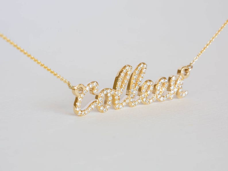 Custom Name Necklace Custom Diamond Necklace Personalized Etsy
