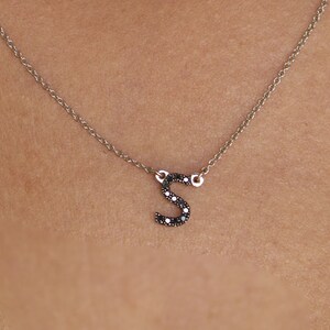 Collar inicial personalizado de 14K, collar inicial de diamantes, collar inicial personalizado de 14K, collar de cartas de diamantes, colgante de letras de diamantes