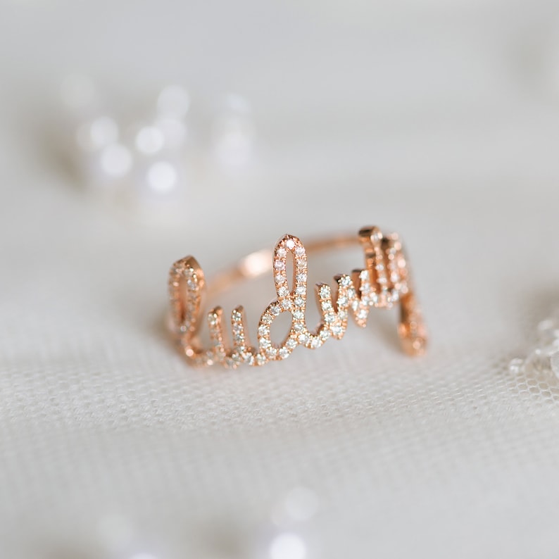 Custom Name Ring Name Jewelry for Mom Personalized Diamond Etsy