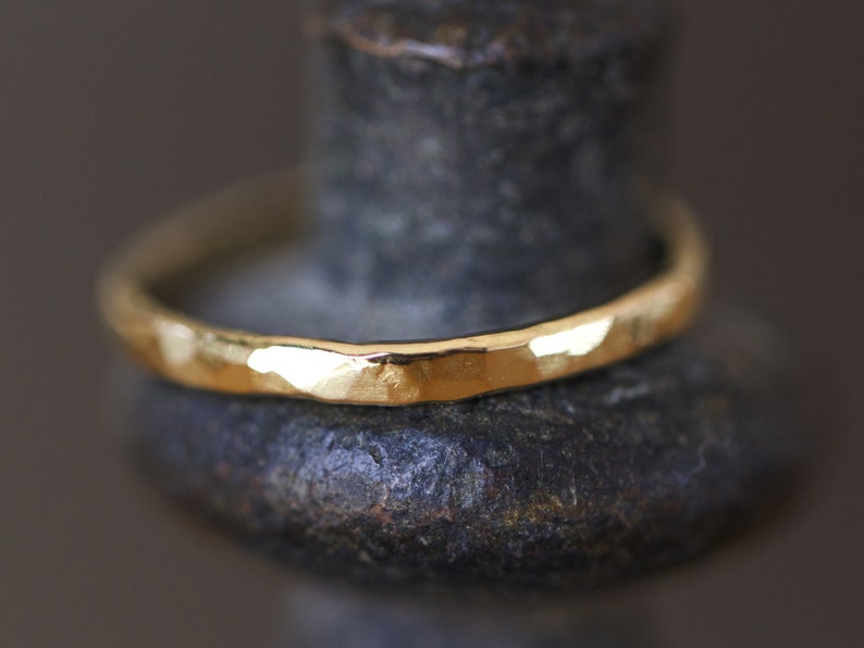 14K Wedding Ring, Rustic Wedding Ring, Hammered Gold Ring, Rustic Gold Ring, 18K Hammered Ring, Rough Wedding Ring, solid gold Hammered Ring image 1