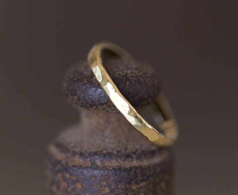 14K Wedding Ring, Rustic Wedding Ring, Hammered Gold Ring, Rustic Gold Ring, 18K Hammered Ring, Rough Wedding Ring, solid gold Hammered Ring image 9