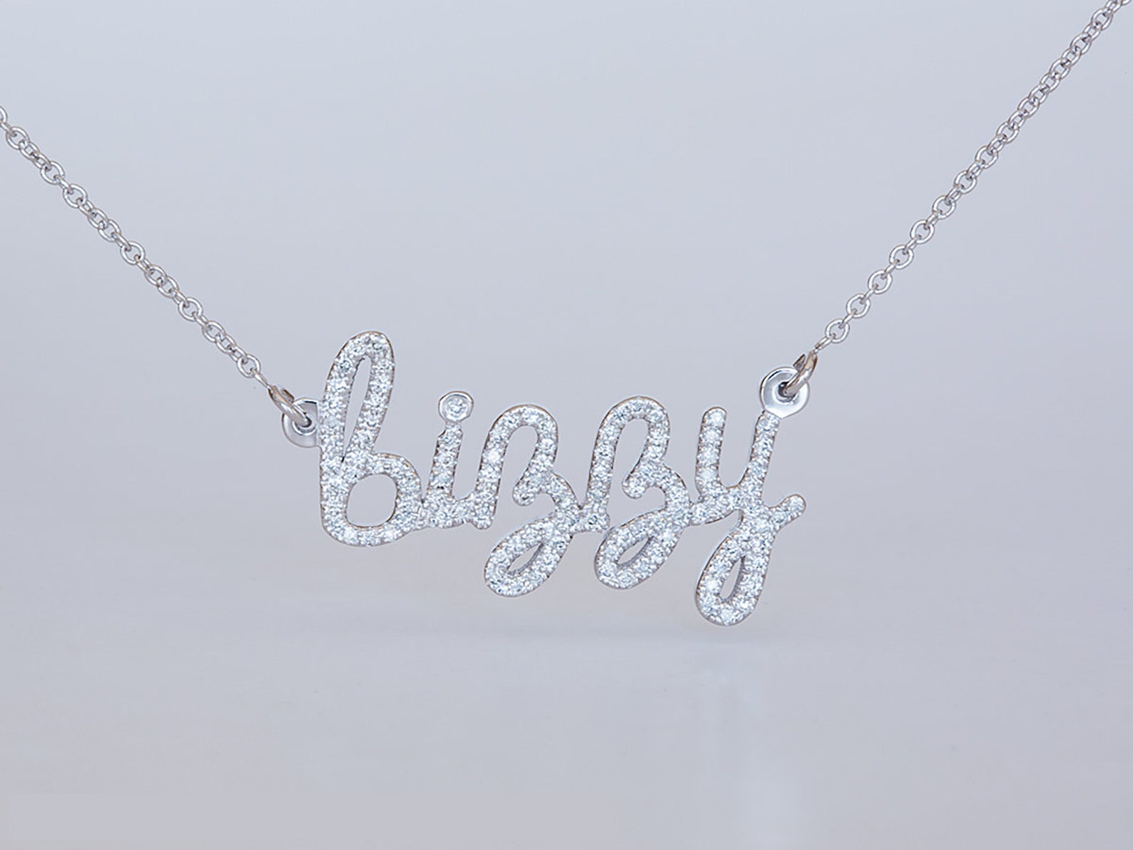 Diamond Name Necklace, Personalized Diamond Necklace, Solid Gold 14K ...