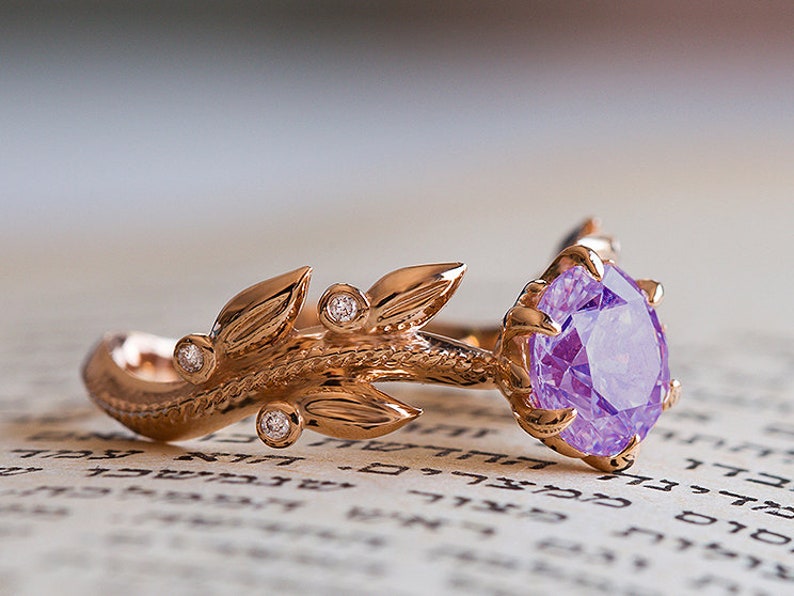 Amethyst Promise Ring Amethyst Vintage Ring Purple Wedding Etsy