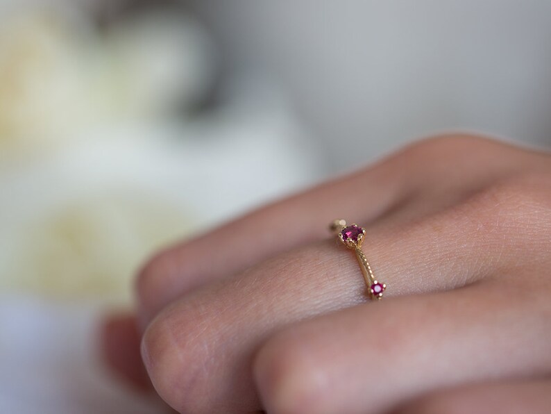 Ruby Gold Ring, Ruby Wedding Ring, Ruby Engagement Ring, Ruby Vintage Ring, Ruby 14K Ring, Ruby Wedding Band, 18K Ruby Ring, Floral Ring image 9