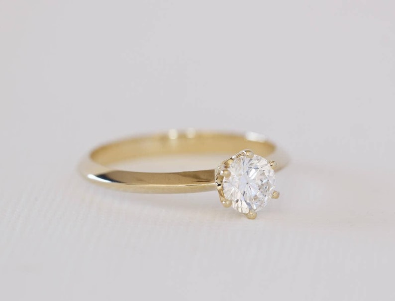 Prongs Engagement Ring, Prong Ring, 6 Prong Engagement Ring, Classic Solitaire Engagement Ring, Classic Diamond Ring, Solitaire Diamond Ring image 8