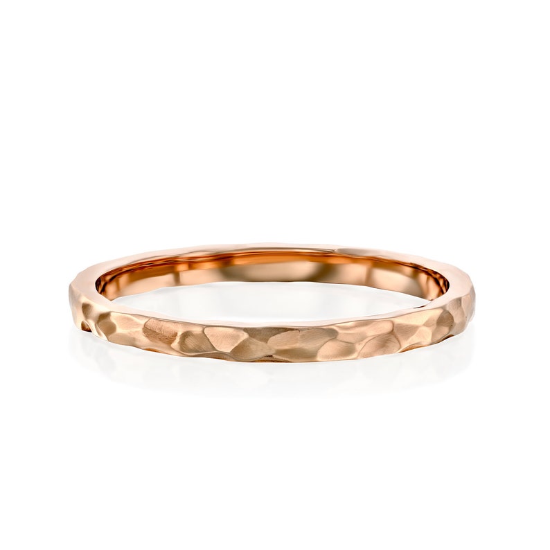 14K Wedding Ring, Rustic Wedding Ring, Hammered Gold Ring, Rustic Gold Ring, 18K Hammered Ring, Rough Wedding Ring, solid gold Hammered Ring image 8