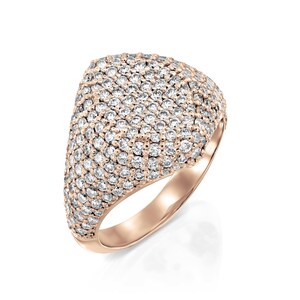 rose gold signet ring with natural diamonds