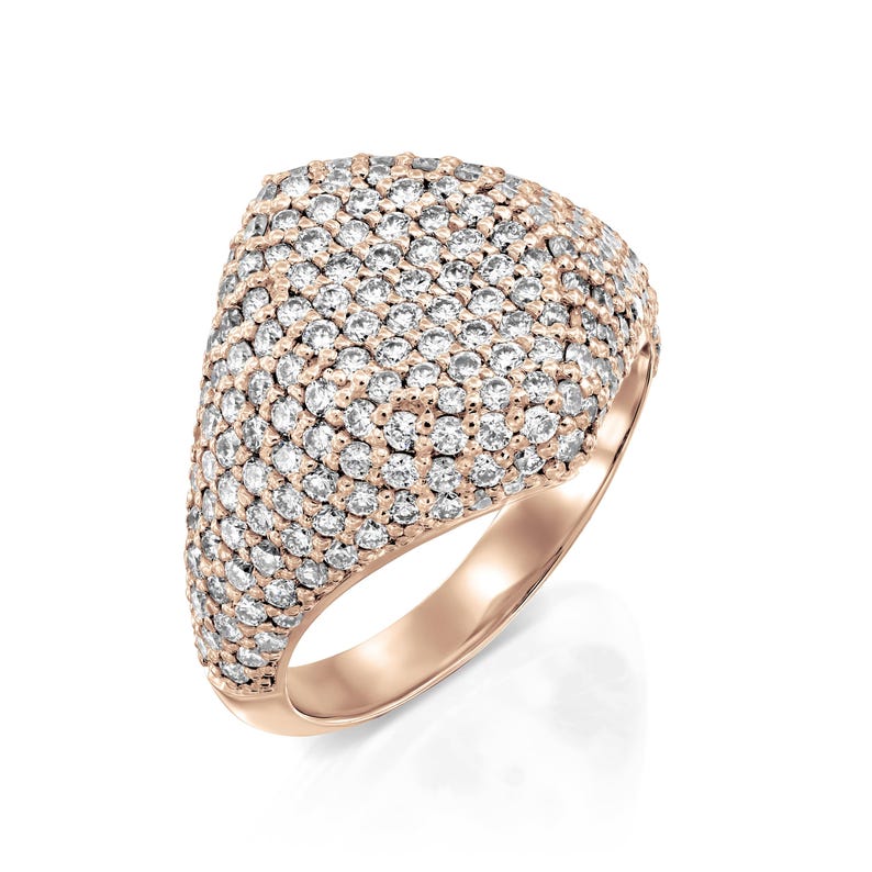rose gold signet ring with natural diamonds
