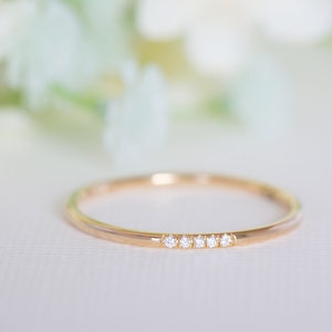 5 Diamond Ring, Thin Wedding Ring, Delicate Wedding Ring, Minimalist Diamond Ring, Dainty Diamond Ring, Thin Diamond Ring, Delicate Diamond image 2