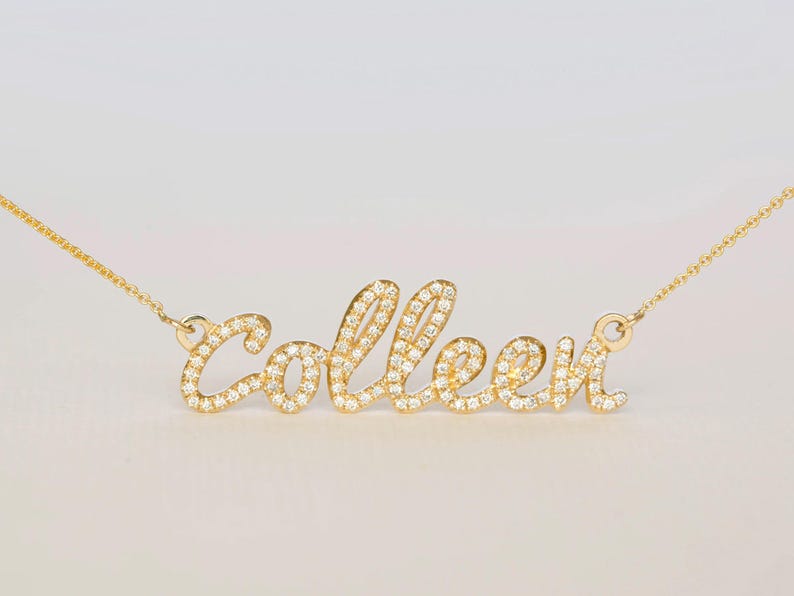 Diamond Name Necklace, Name Necklace, Personalized Name Necklace, Solid Gold Name Necklace, Custom Name Necklace, Diamond Name, 18K name image 3