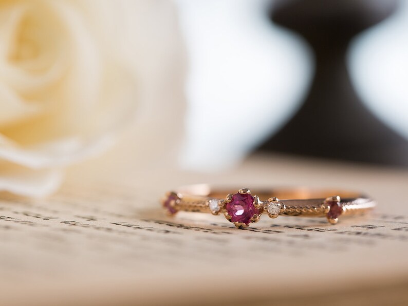 Pink Wedding Ring Pink Wedding Band Pink Sapphire Engagement Etsy