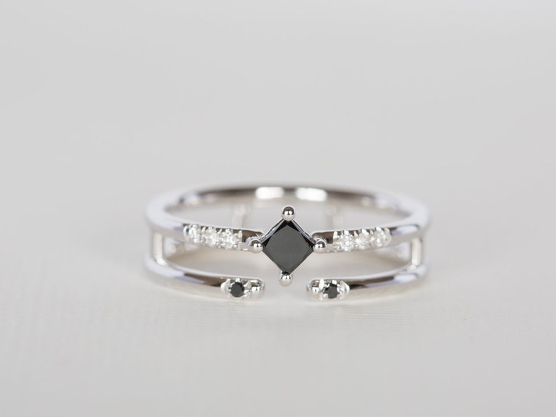 Boho Engagement Ring Boho Wedding Ring Black Diamond Etsy