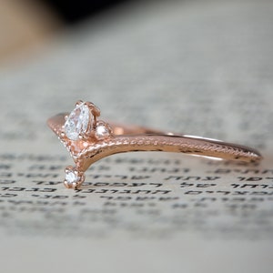 Unique Diamond Ring, Pear Diamond Ring, Antique Engagement Ring, Alternative Engagement Ring, Filigree Engagement Ring, Edwardian Ring, 18K image 3