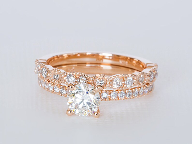 Art Deco Engagement Set Art Deco Bridal Set 18K Rose Gold Etsy