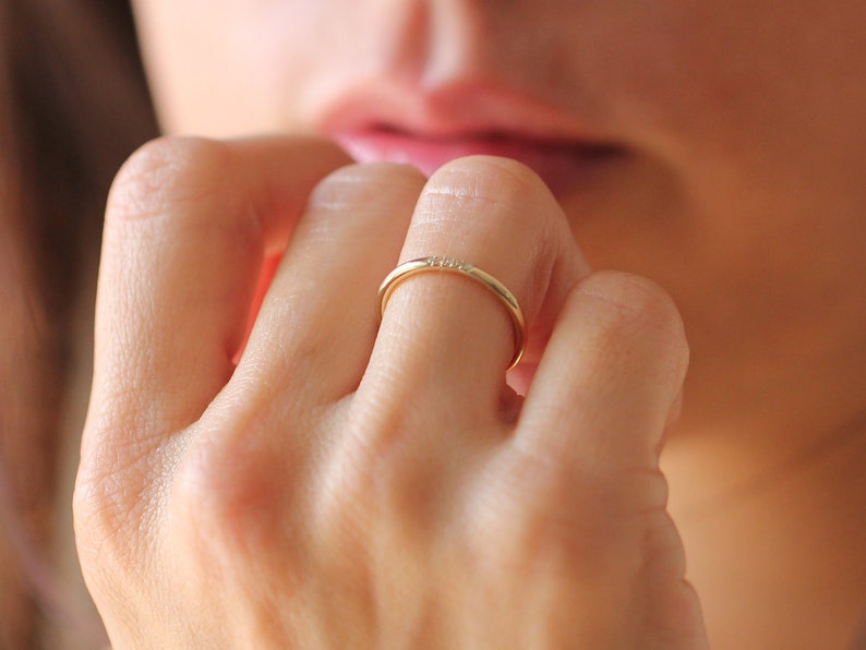 5 Diamond Ring, Thin Wedding Ring, Delicate Wedding Ring, Minimalist Diamond Ring, Dainty Diamond Ring, Thin Diamond Ring, Delicate Diamond image 5
