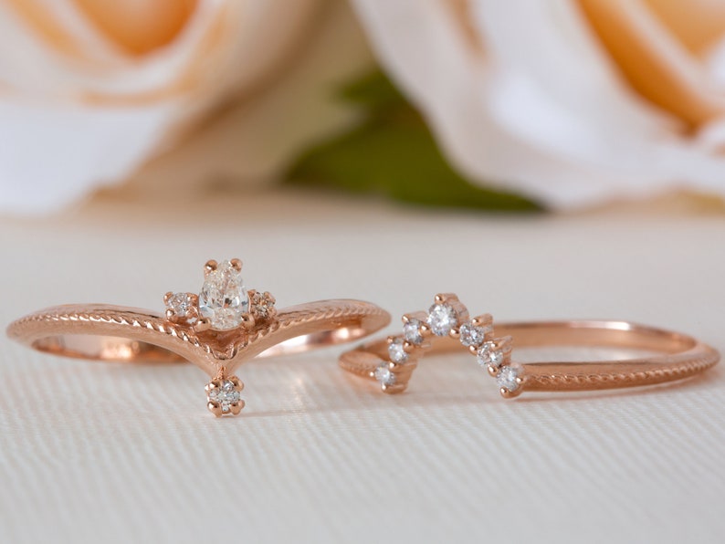 Unique Diamond Ring, Pear Diamond Ring, Antique Engagement Ring, Alternative Engagement Ring, Filigree Engagement Ring, Edwardian Ring, 18K image 9