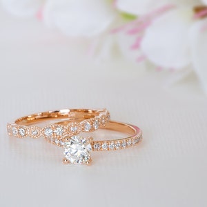 Art Deco Wedding Band Rose Gold, Dainty Diamond Ring, Delicate Diamond Ring, Vintage Inspired Wedding, 14K, 18K, Yellow Gold, White Gold image 9