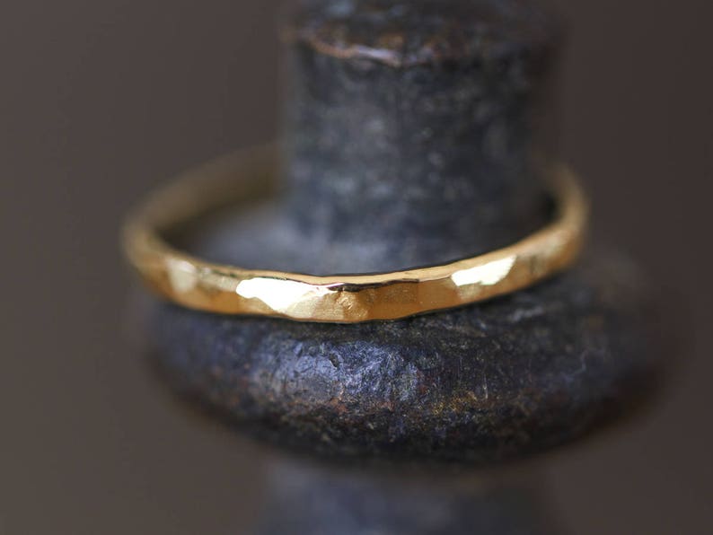 Unique Wedding Band, Hammered Wedding Ring, Hammered Wedding Band, Rustic Wedding Band, Hammered 14K Ring, Hammered Solid Gold Ring, 18K image 2