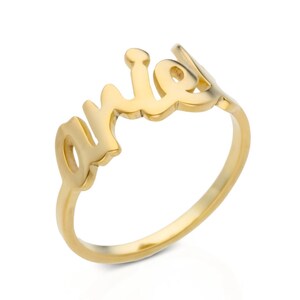 14K Name, 18K Name, Solid Gold Name, Your Name Ring, Push Present Jewelry, New Baby Ring, Personalized Jewelry Solid Gold, Gold Name Ring