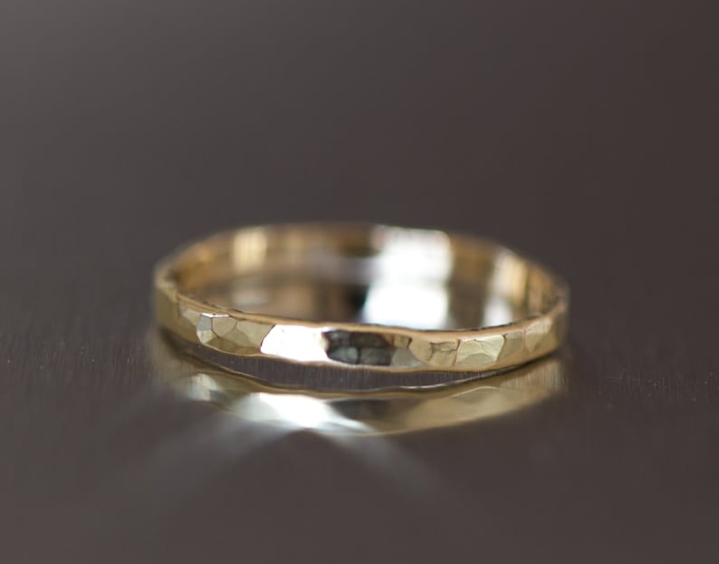 Unique Wedding Band, Hammered Wedding Ring, Hammered Wedding Band, Rustic Wedding Band, Hammered 14K Ring, Hammered Solid Gold Ring, 18K image 9