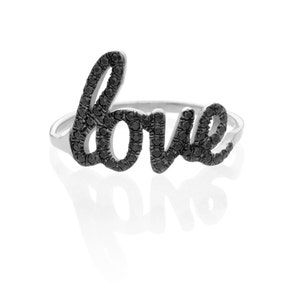 Black Anniversary Ring, Gold Love Ring, Love Anniversary Ring, 14K Gold Love Ring, Diamond Love Ring, Black Diamond Ring, Promise Love Ring image 2