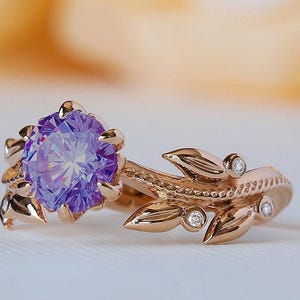 Amethyst Promise Ring, Amethyst Vintage Ring, Purple Wedding Ring, Amethyst Engagement Ring, Purple Promise Ring, Flower Amethyst Ring image 4