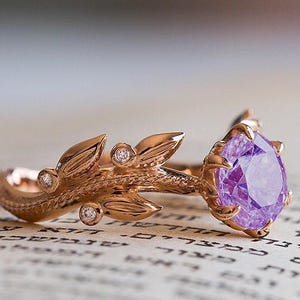Amethyst Promise Ring, Amethyst Vintage Ring, Purple Wedding Ring, Amethyst Engagement Ring, Purple Promise Ring, Flower Amethyst Ring image 2