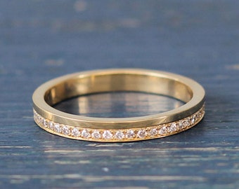 Diamant Eternity Ring, Einzigartige Eternity Ring, Stapelbarer Diamant Ring, Eternity Ring Gold, Eternity Diamant Ring, dünner Diamantring, Goldring